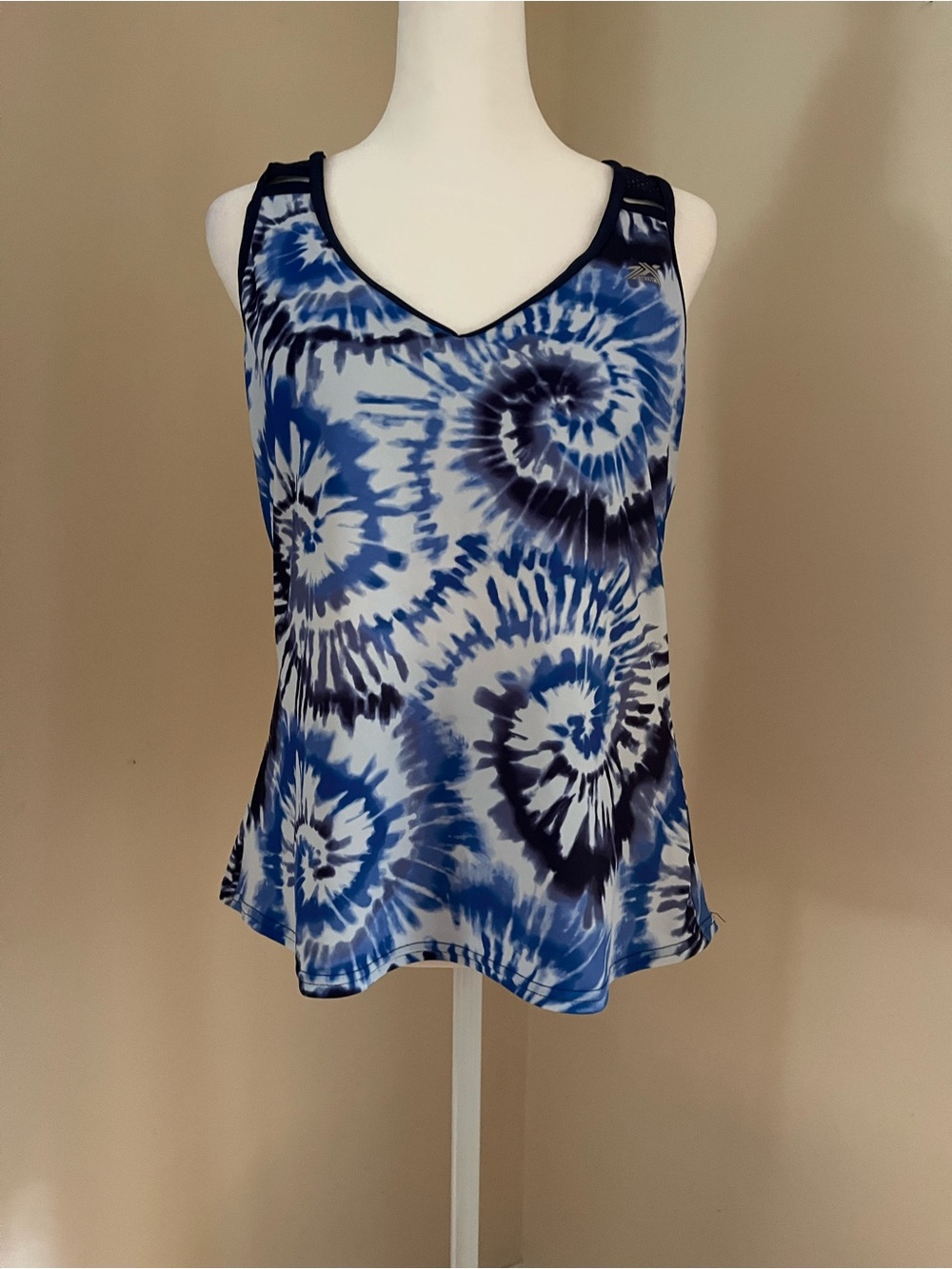 ZeroXposur Blue Tie-Dye V-Neck Swim Tank Top